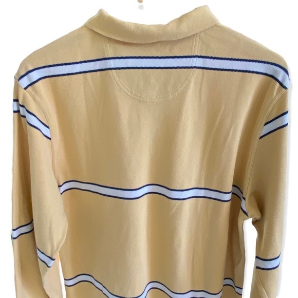 Vintage Retro IZOD Jeans Striped Cotton Rugby Shirt Yellow Gold Size Large - Picture 5 of 12